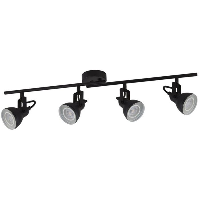 Searchlight Focus 1544BK mat zwarte plafondspot met vier klassiek uitziende metalen spots met GU10 lampje aan twee draaibare stangen
