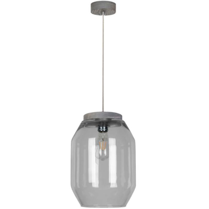 Britop Vaso 169020157 grijs grenen hanglamp met rookglas
