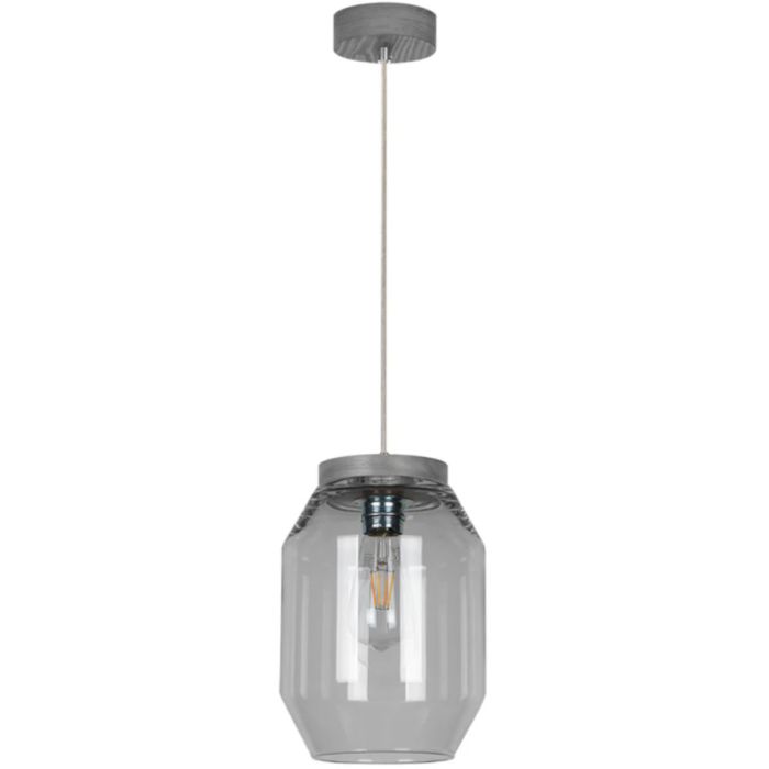 Britop Vaso 169120157 grijs grenen hanglamp met rookglas