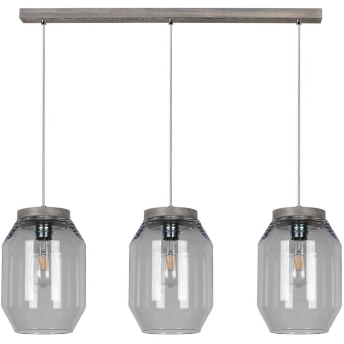 Britop Vaso 169120357 grijs grenen hanglamp met rookglas