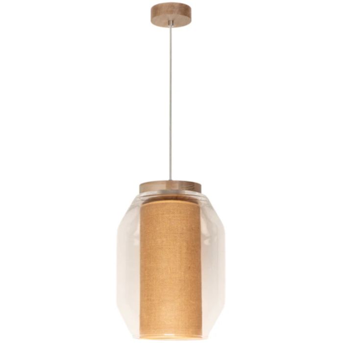 Britop Vaso jute 179010174 eiken hanglamp met jute en helder glas