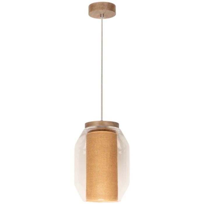 Britop Vaso jute 179110174 eiken hanglamp met jute en helder glas