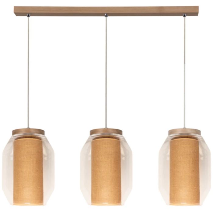 Britop Vaso 179110374 eiken hanglamp met jute en helder glas