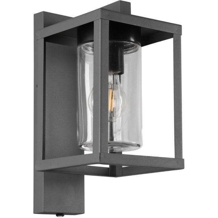 Trio Lunga 212060142 antracietgrijze buitenlamp met vierknte hangende lantaarn en helder cilindervormig glas