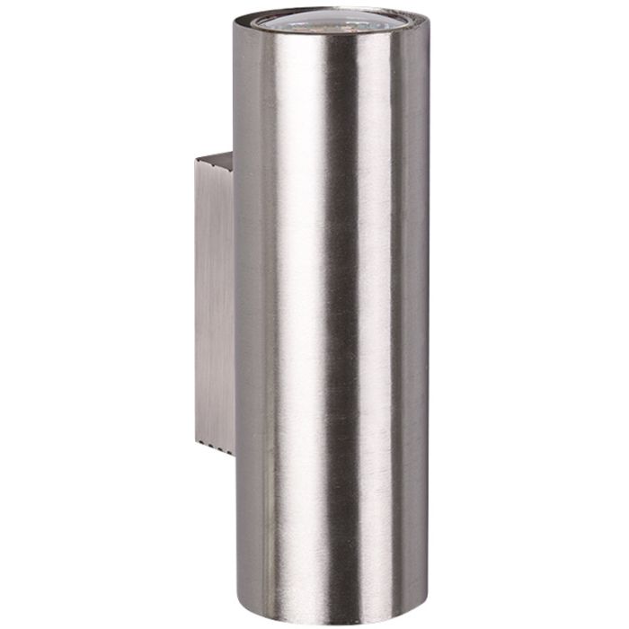 Trio Marley 212400207 staalkleurige buisvormige wandlamp van metaal voor twee GU10 lampen