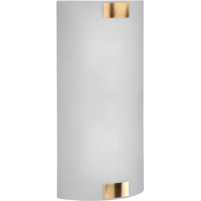 Trio Pura 212700204 mat glazen halfronde wandlamp met messingkleurige houders en twee lichtpunten