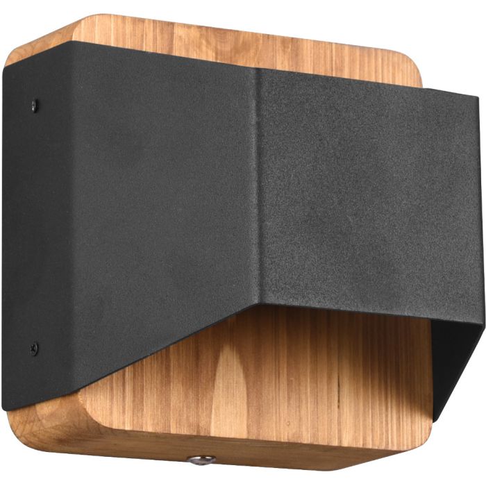 Trio Arino 224810132 zwarte wandlamp met houten wandplaat