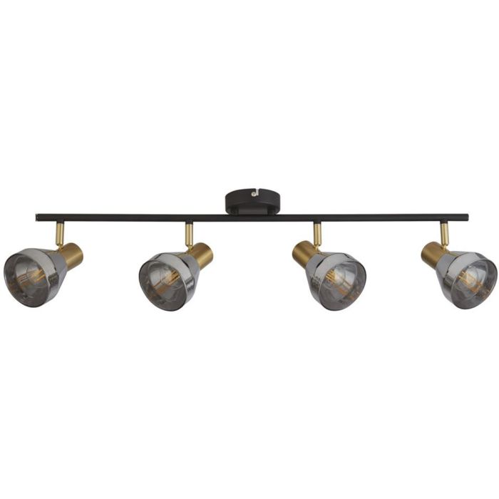 Searchlight Westminster 23801-4SM zwart met messing spot met rookglas