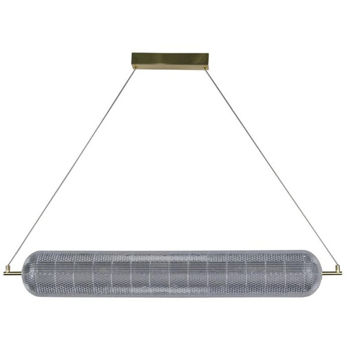 Searchlight Capsule 28800SB hanglamp met messing plafondplaat en cilindervormige hanglamp van acryl met LED buis erin