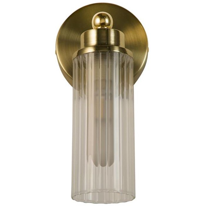 Searchlight Imperial 29981SB badkamerlamp met hangende ribbelglazen kap en mat messing wandplaatje