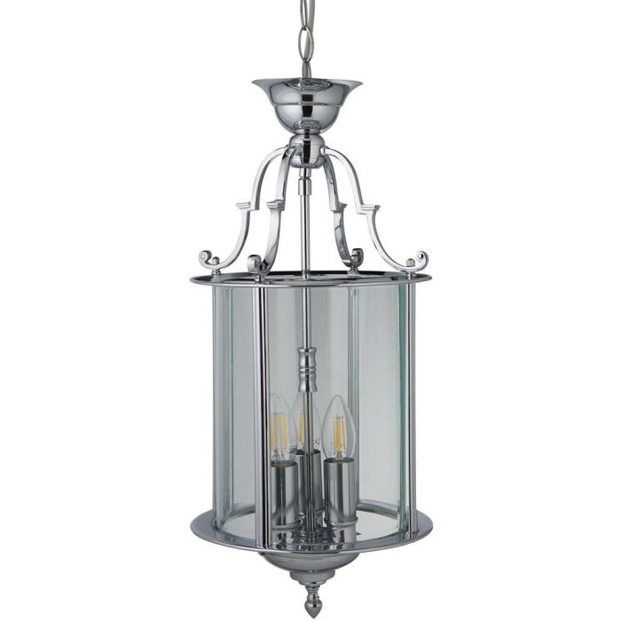 Searchlight Balls 3003-10CC chroom kleurige lantaarn ronde lantaarn van glas met drie kaarslampjes