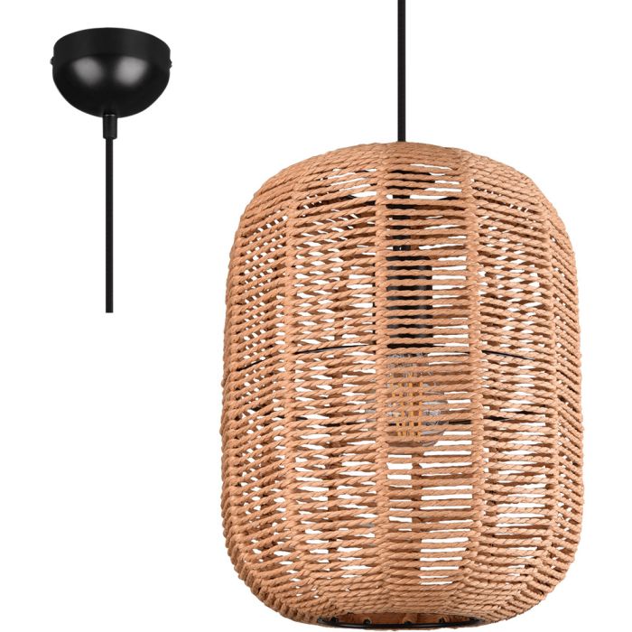 Trio Runa 303090132 hanglamp met 35cm grote ovale kap van touw