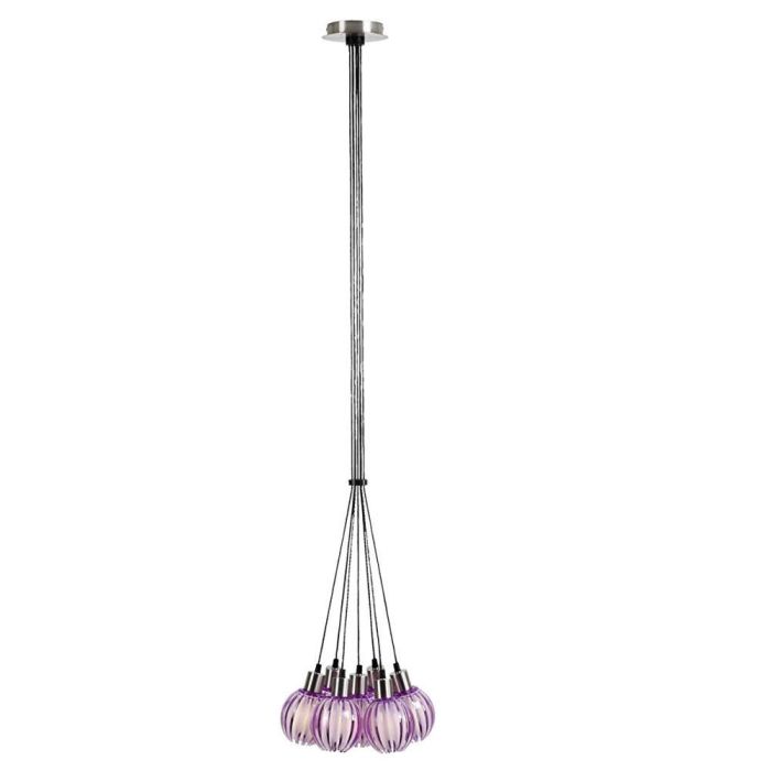 Trio Dakota 304600792 hanglamp met zeven bolvormige kapjes van strookjes paars acryl