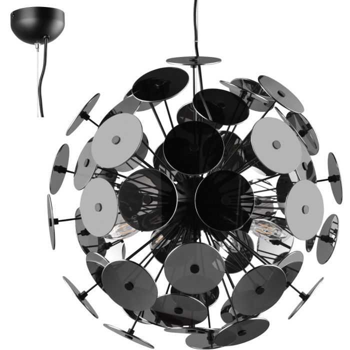 Trio Discalgo 309900657 hanglamp met ronde schijfjes van verchroomd glas