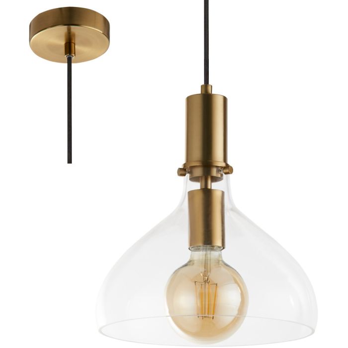 Searchlight Margarita 31031-1PB messing hanglamp met helder glazen kapje