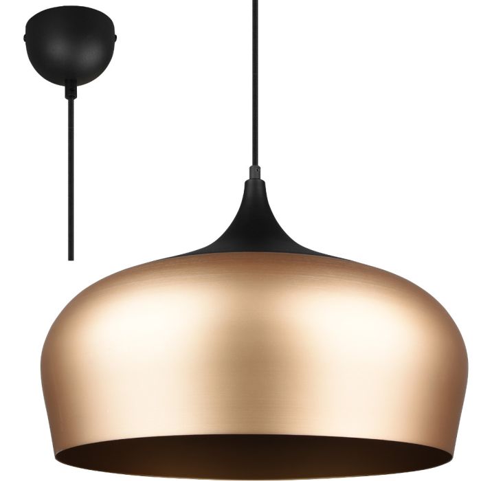 Trio Chiron 310890108 mat messing bolvormige hanglamp met mat zwarte bovenzijde