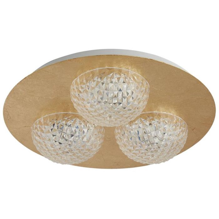 Searchlight Celestia 32511-3GO goudkleurige plafonniere met drie halve acryl bollen