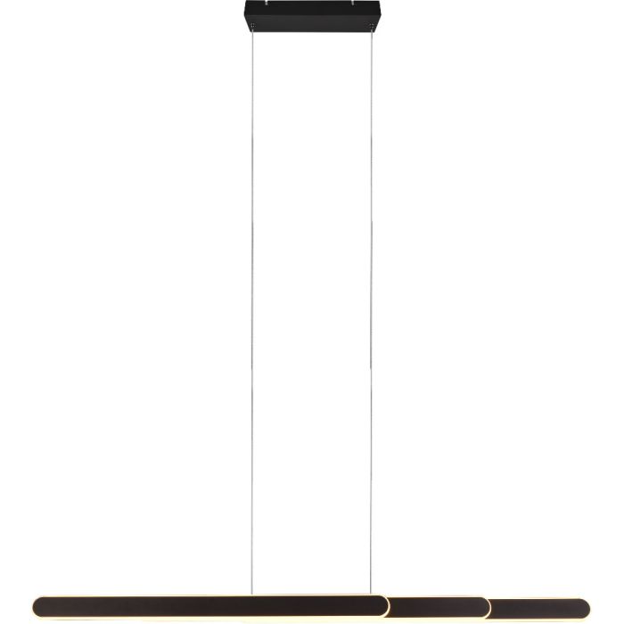 Trio Helios 343310332 langwerpige in drie delen uitschuifbare zwarte hanglamp met led strip rondom voor licht naar boven en beneden
