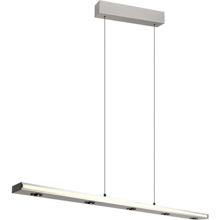 Trio Graham 353010107 staalkleurige hanglamp met vijf spots naar beneden en led strip zijwaards