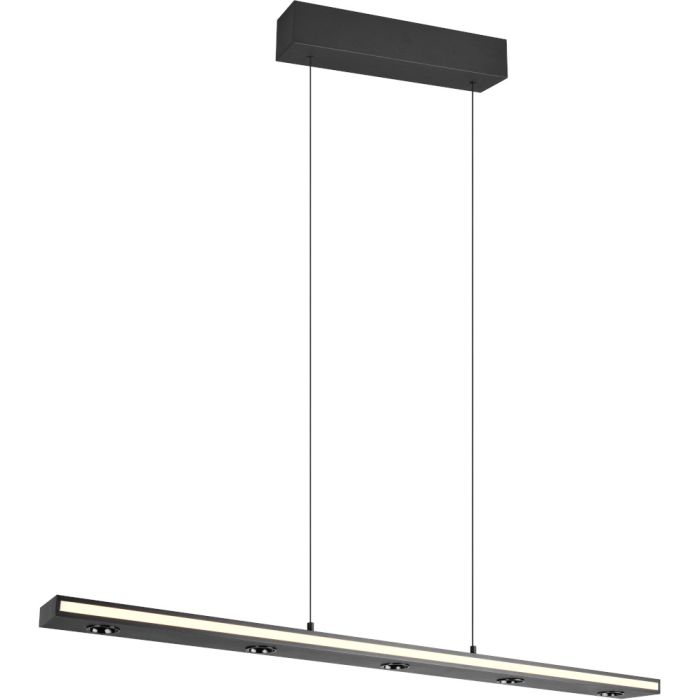 Trio Graham 353010132 zwarte hanglamp met vijf spots naar beneden en led strip zijwaards