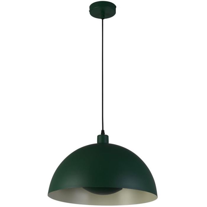 Searchlight Mars 35411GR groene hanglamp van 40cm met half ronde kap en half ronde schijf in de lamp voor indirect licht