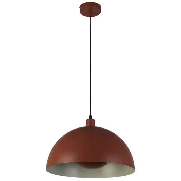 Hanglamp Mars 35411OR oranje hanglamp van 40cm met half ronde kap en half ronde schijf in de lamp voor indirect licht