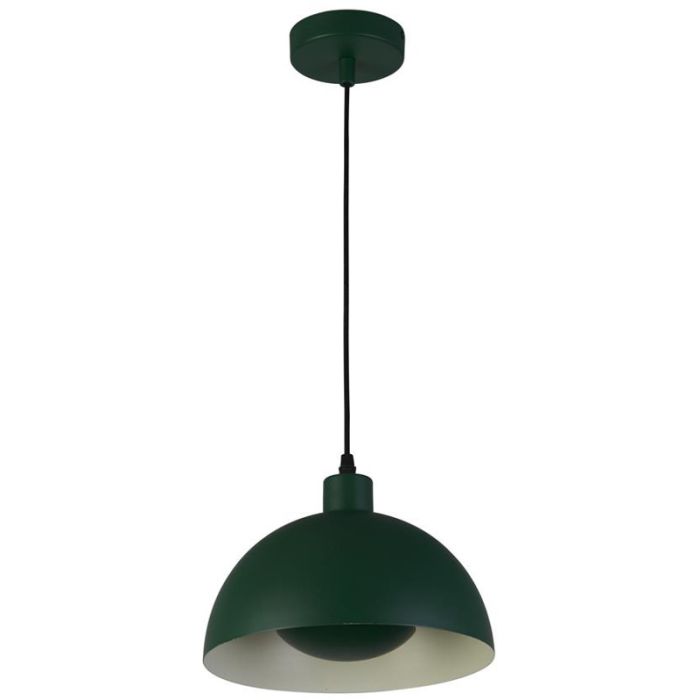 Searchlight Mars 35410GR groene hanglamp van 25cm met half ronde kap en half ronde schijf in de lamp voor indirect licht