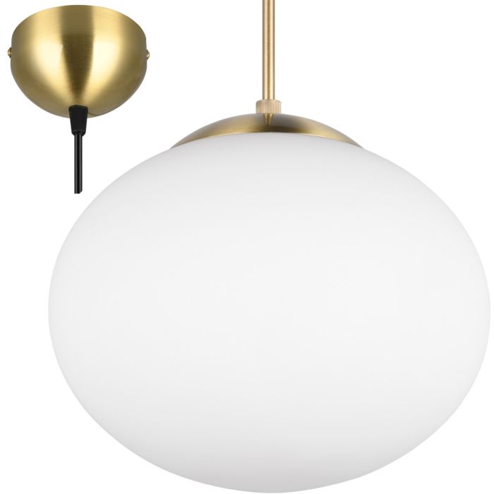 Trio Fomento 363100108 mat messing hanglamp met bolvormig wit glas