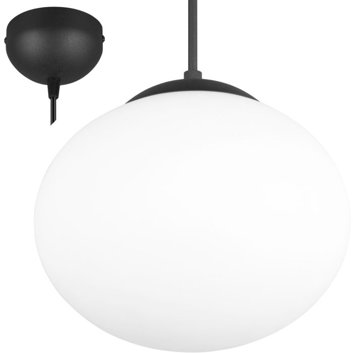 Trio Fomento 363100132 mat zwarte hanglamp met bolvormig wit glas