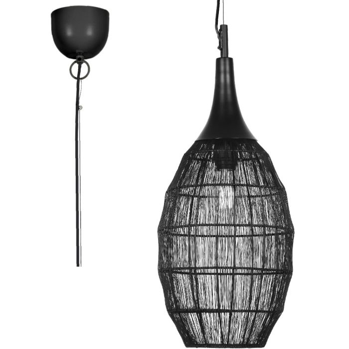 Trio Soraya 365420132 zwarte ovale hanglamp van metaaldraad