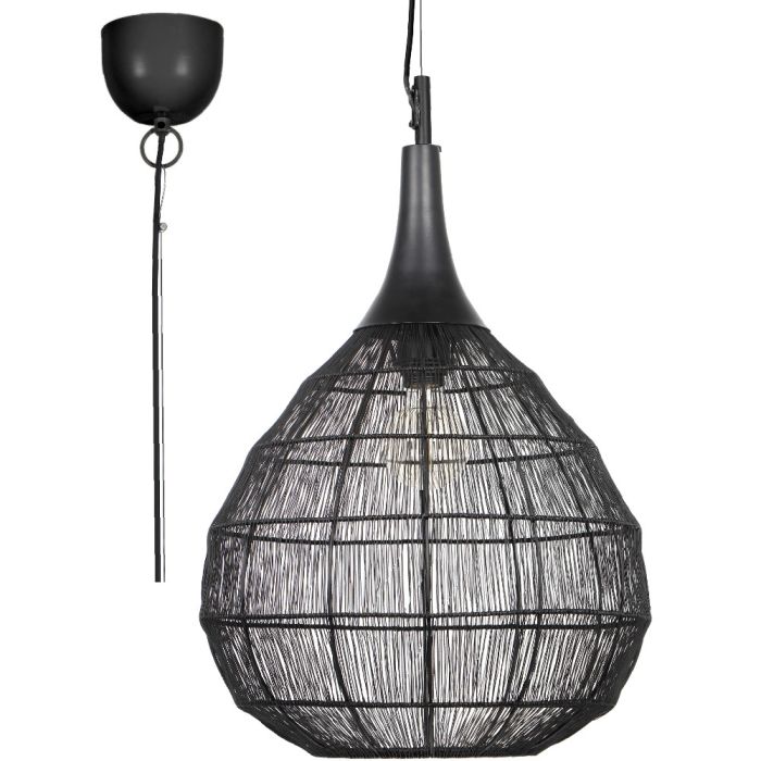 Trio Soraya 365440132 zwarte 42cm grote bolvormige hanglamp van metaaldraad