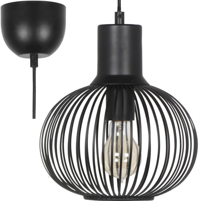 Trio Gila 365700132 mat zwarte hanglamp met bolvormige kap van metalen plaatjes