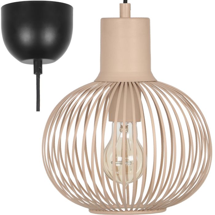 Trio Gila 365700166 zand kleurige hanglamp met kap van metalen latjes