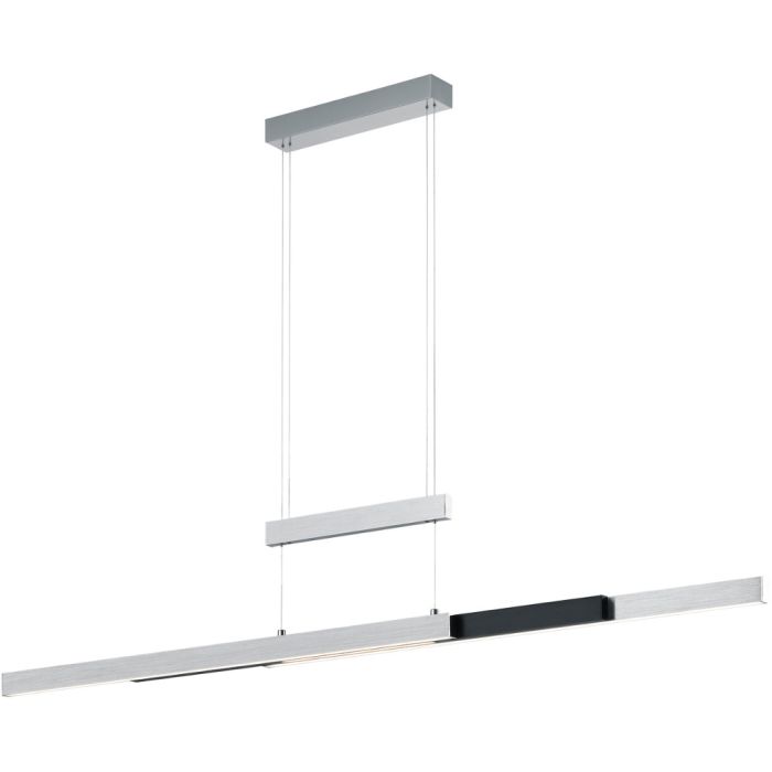 Trio Trajan 375310505 zwart met aluminium kleurige uitschuifbare hanglamp met trekpendel