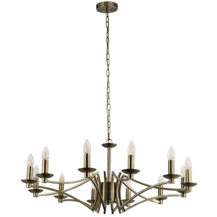 Searchlight Ascot 41312-12AB moderne antiek bronzen twaalf lichts kroonluchter