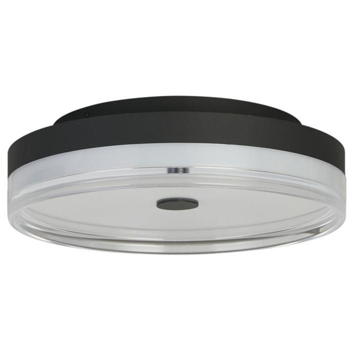 Searchlight Cyprus 42651-30BK zwarte plafonniere met mat glazen onderzijde en helder glazen rand