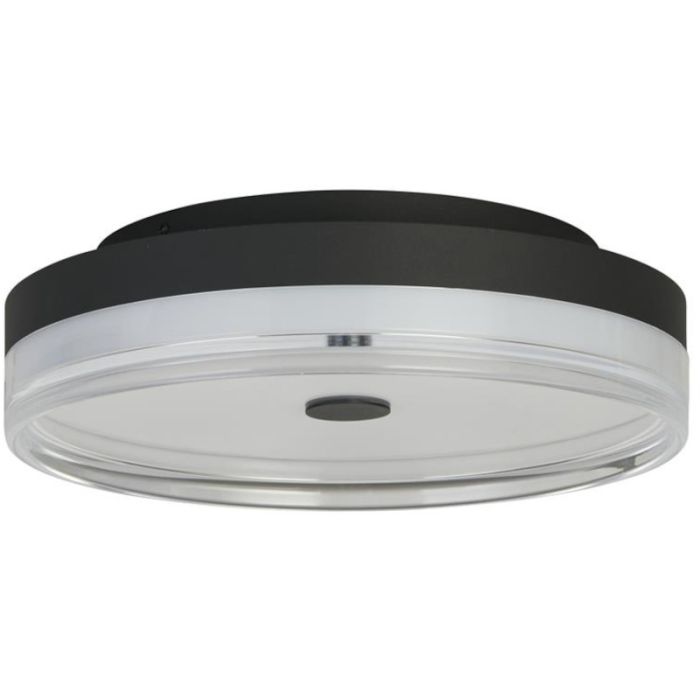 Searchlight Cyprus 42651-40BK zwarte plafonniere van 40cm met mat met helder glazen onderzijde