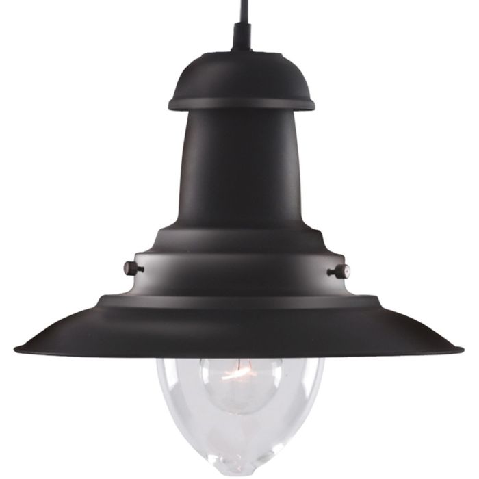 Searchlight Fisherman 4301BK zwarte scheepslamp met een helder glazen kapje