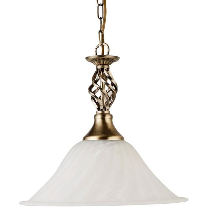 Searchlight Cameroon 4581-14AB antiek bronzen hanglamp met alabaster glas