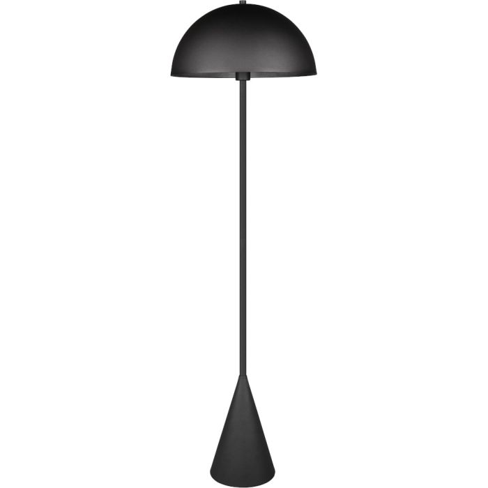 Trio Alfie 465000132 zwart metalen vloerlamp met halfronde bolvormige kap van metaal