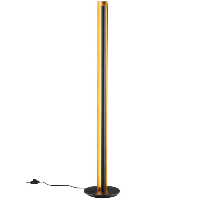 Trio Texel 474410179 goud kleurige staande lamp met zwarte balk voor de LED strip
