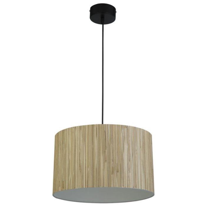 Searchlight Meadow 49711BK hanglamp met zwarte pendel en ronde kap van gras