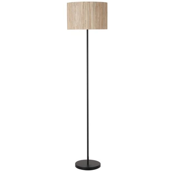 Searchlight Meadow EU49713BK vloerlamp met zwarte lampvoet en ronde kap van gras