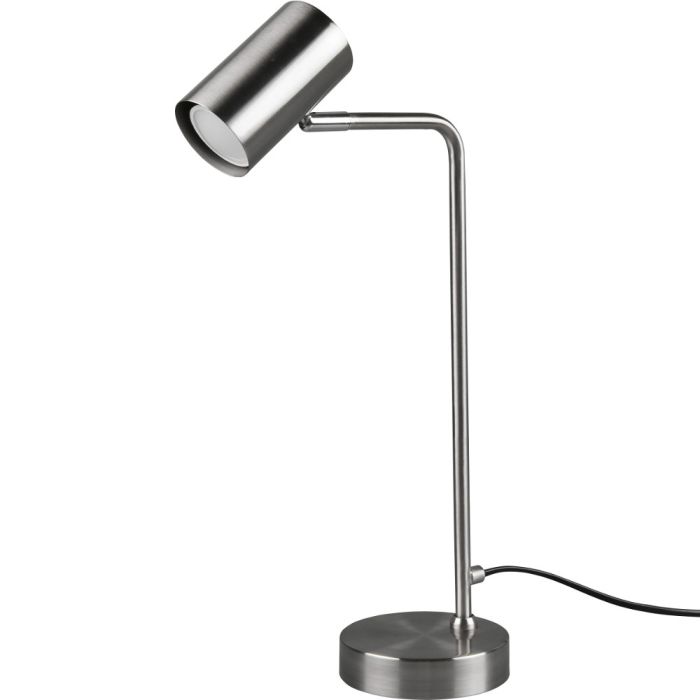 Trio Marley 512400107 staalkleurig tafellampje met een cilindervormig spotje als kop