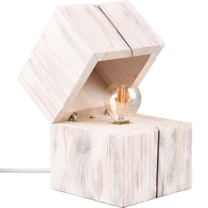 Trio Treasure 514110101 whitewash houten tafellamp in de vorm van een open klapbaar kistje