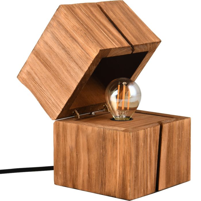Trio Treasure 514110130 natuur houten tafellamp in de vorm van een open klapbaar kistje