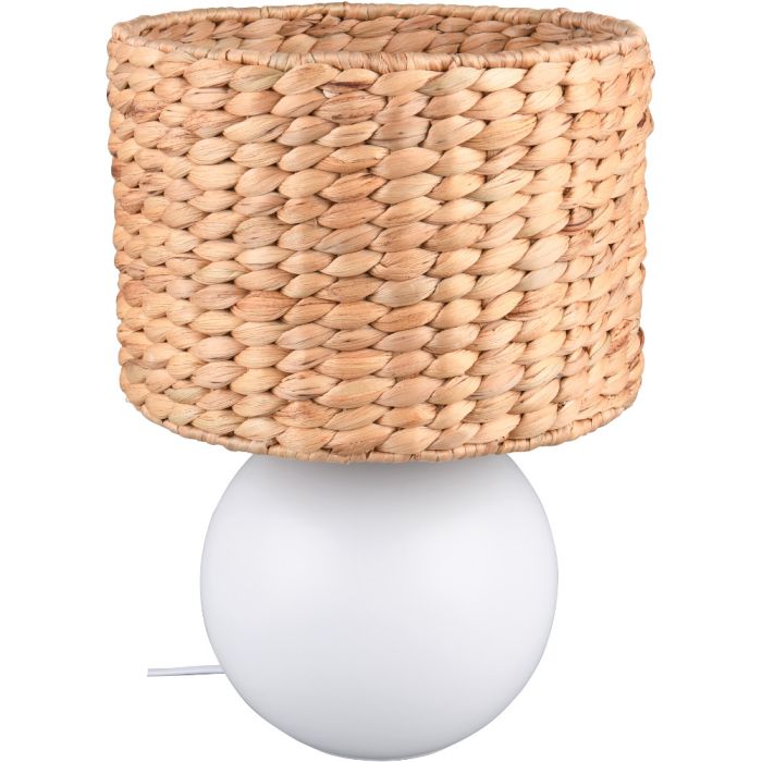 Tafellamp Vina 518990101 tafellamp met voet van wit keramiek en lampenkap van zeegras