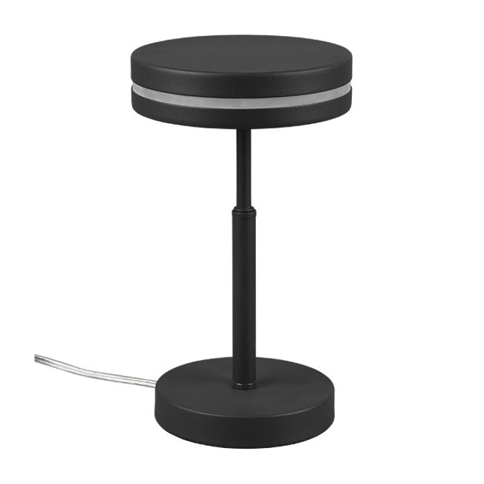 Trio Franklin 526510142 antraciet grijze tafellamp met schijfvormige metalen kap met LED rand in de zijkant en LED paneel naar beneden