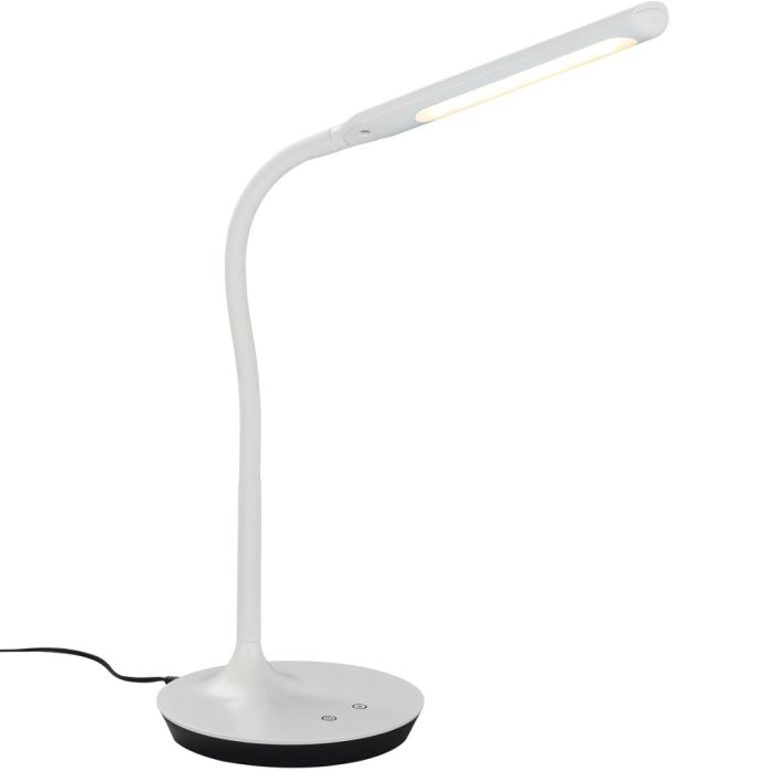 Trio Polo 527090131 witte kunststof bureaulamp met flexibele arm en langwerpig LED paneel