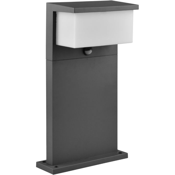 Trio Nestos 540969142 antraciet grijze sokkellamp met wit kunststof lichtbak en bewegingsmelder